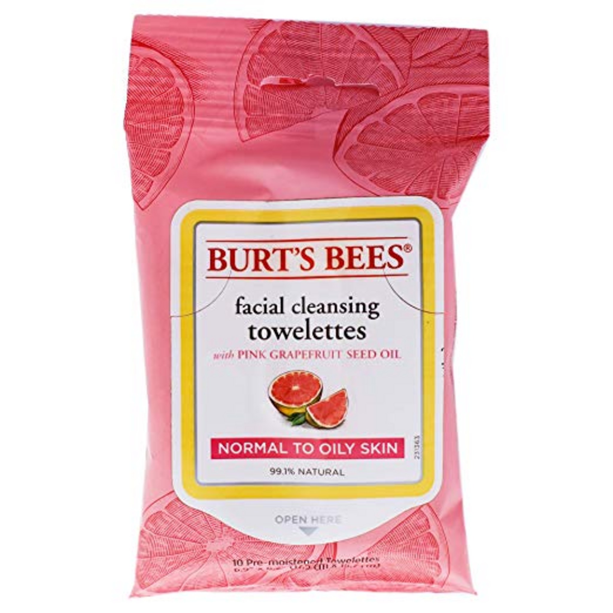 Burt's Bees Facial Cleansing Towelette Pink Grapefruit Seed Oil Normal to Oily Skin - Image 2