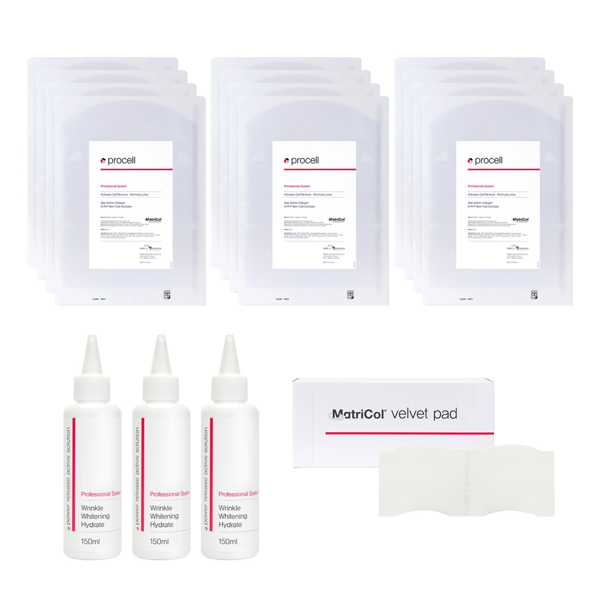 Matricol Raw Collagen Home Care 3-Week Program Procell Skin Zone 12p + Power Release 150ml x 3p + Velvet Pad Set - Image 2