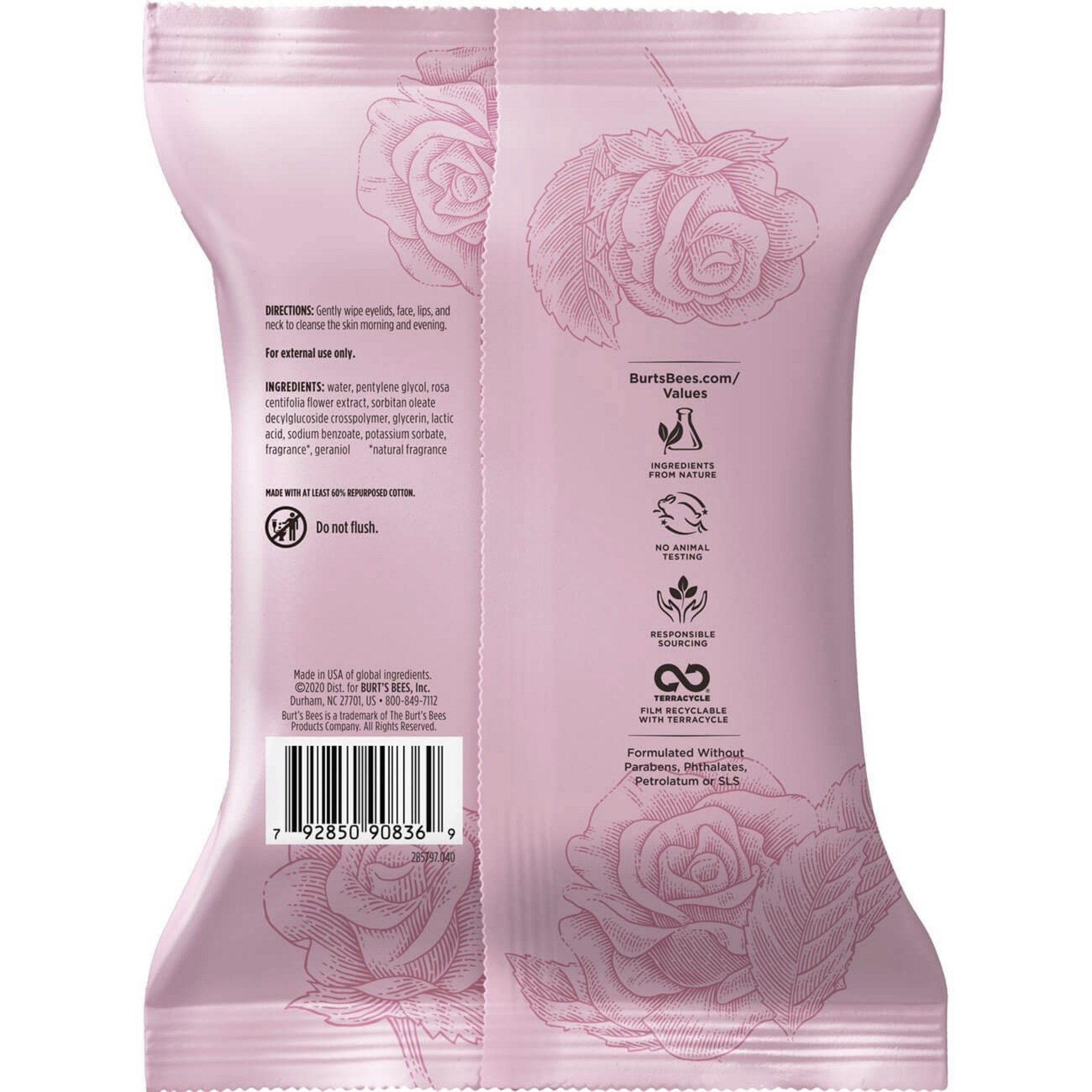 Burt's Bees Micellar Facial Wipes Rose Water - Image 4