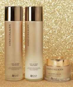 SNP Premium Gold Collagen Lift Action Skin (Softener) Lotion (Emulsion) Cream Special Set
