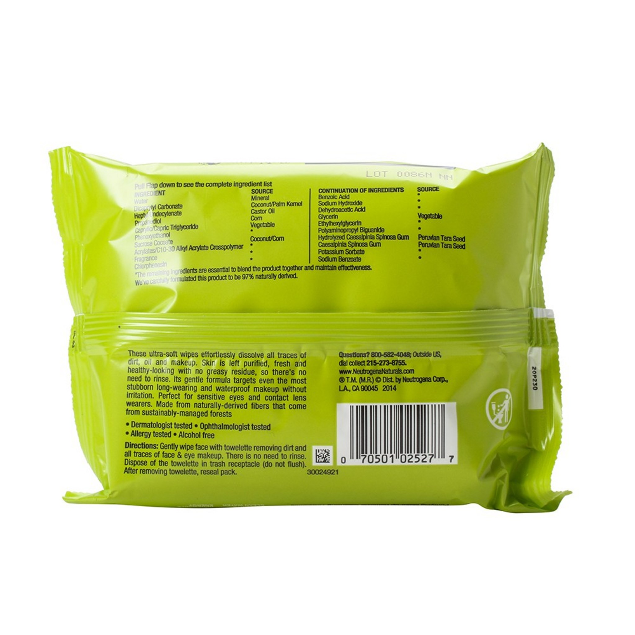 Neutrogena Natural Purifying Makeup Remover Cleansing Towelette - Image 2